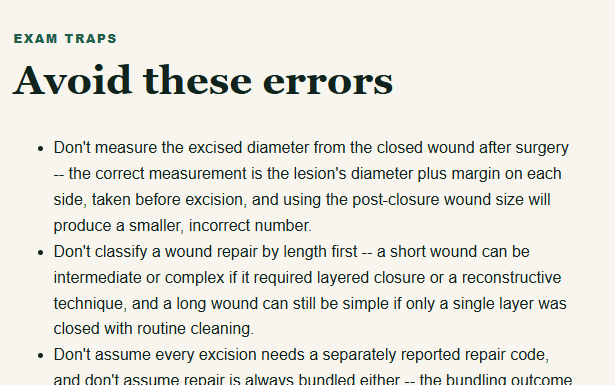 CPC lesson closing with a list of common exam errors to avoid
